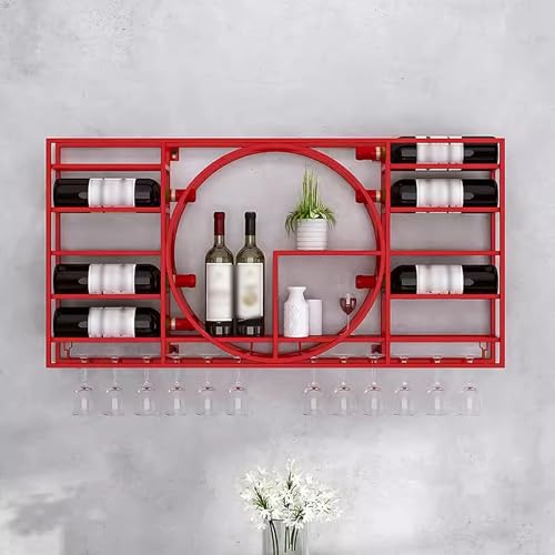 Botellero de Pared de Metal con Estilo Industrial para el hogar, restaurantes y Bares. Soporte Colgante para Copas y Botellas de Vino, Ideal para armarios y cocinas.