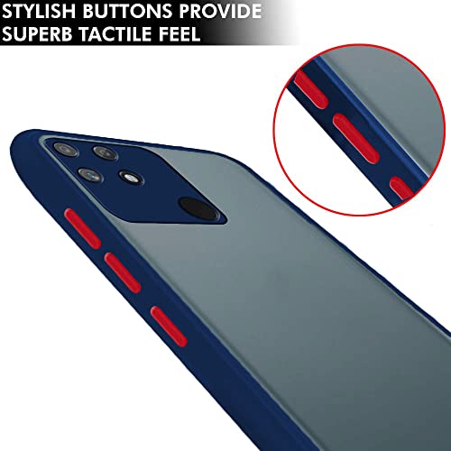 Image of TheGiftKart Translucent Hybrid Realme Narzo 50A Back Case Cover | Smoked Matte Back | 360 Degree Protection | Protective Hard Back Case Cover for Realme Narzo 50A (PC & TPU | Blue Bumper)