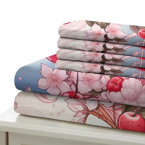 Housse de couette sakura en microfibre douce et thermorégulatrice lit 2 places