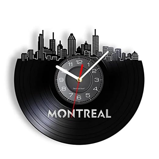 LWXJK Quebec Montreal arkitektur vinyl disk väggklocka hamn stad i sydöstra Kanada horisont snidad konst stadsbild heminredning klocka