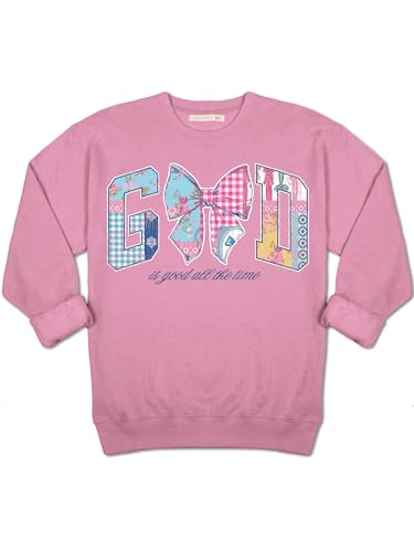 Simply Southern God Is Good All The Time, Bow, Quilted Patch, Adult Crew Neck Sweatshirt - Main Image