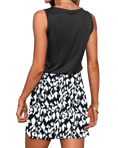 Image of AUSELILY Womens Summer Sleeveless V-Neck Drawstring Waist Beach Cover up Mini Short Swing Dresses with Pockets