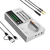 SMSL R1 DAC Amplificatore per Cuffie, Desktop DAC Amp, Convertitore Audio Digitale ad Analogico USB C per Gaming PC PS5, Ingresso Mic/USB/OTTICO/Coassiale, Uscita Bilanciata 3,5 mm/4,4 mm/RCA, Argento