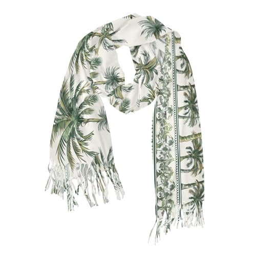 Palm Trees Leaves Bohemian Women's Fashion Scarves Long Pashmina Shawls Winter Fall Thick Warm Scarf 86.6 x 30.71 In2