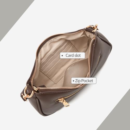 Image of Small Shoulder Bag for Women Mini Purse Retro Vegan Leather Hobo Purses Clutch Tote HandBags with Zipper Closure