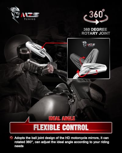 Image of MZS Motorcycle Rearview Mirors Compatible with Sportster Softail Road King Street Electra Glide Dyna Ultra Fat Bob Sport Low Rider 1982-2026, 8MM Touring Handlebar Rear View Side Mirror Blade Chrome