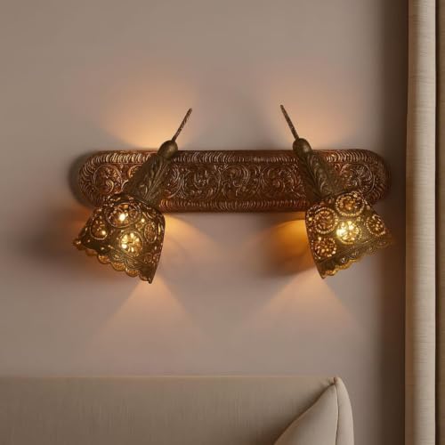 Image of Double Brass Spot Light Wall Sconce with Brasss Material for Decorative Living Room Wall Ceiling Lamp Balcony Decor and Home (Free Bulb)