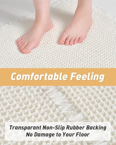 Image of HomeCloud Waffle Bath Mat, Super Absorbent Non Slip Mats for Bathroom Floor, Machine Washable Bathroom Rugs with Tassels,Ultra Soft