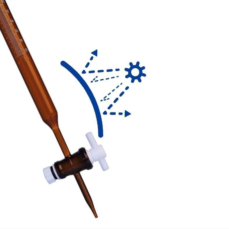 Bureta de Vidrio Ámbar Clase A con Llave PTFE, graduada para Laboratorio de Química - 10ml 25ml 50ml(Brown50ml)