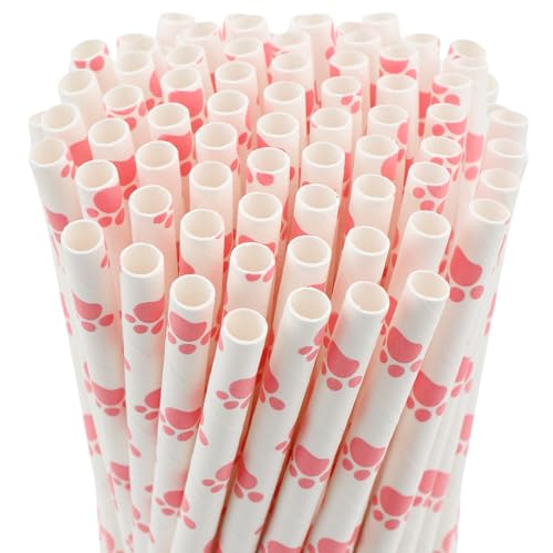 200 pitillos de papel biodegradable patas de gato rosa miniatura 1
