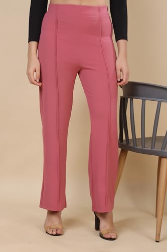 Image of Women's Polycotton Comfort Fit Straight Trousers - Lightweight, Flexible & Skin-Friendly Pants for Work, Travel & Casual Style