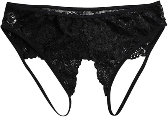 Women's Lace G-String Thong, Low Rise Seamless Bikini Style Underwear with Strappy Side Details, Nylon Pack of 1 (Black)-image-40