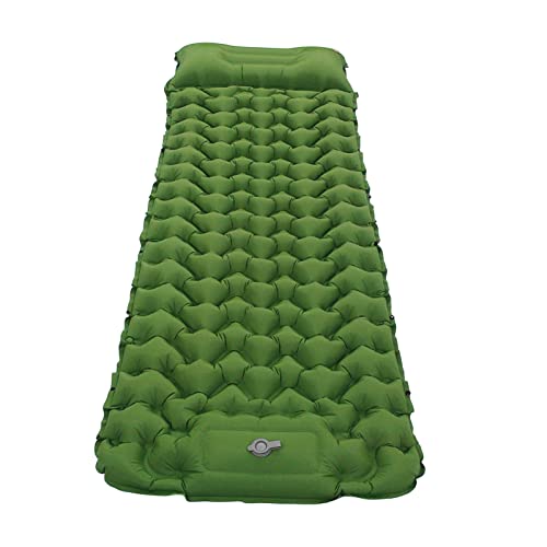 Camping Sleeping Pad, Inflatable Sleeping Mat Inflatable Camping Sleeping Pad with Pillow Travel Mattress with Storage Bag for Backpacking(Olive-Green)