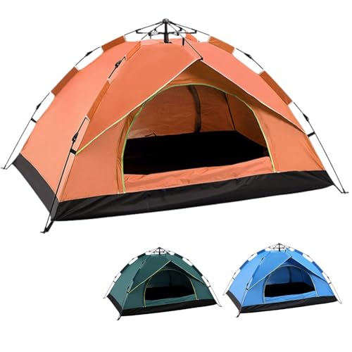 LTG テント ワンタッチ おまけ付き 3-4人用 折りたたみテント 7988390 自動ポップアップテント 撥水加工 紫外線防止 登山 折りたたみ 防水 通気性 アウトドア 登山 運動会 日よけ (オレンジ, 3-4人用)