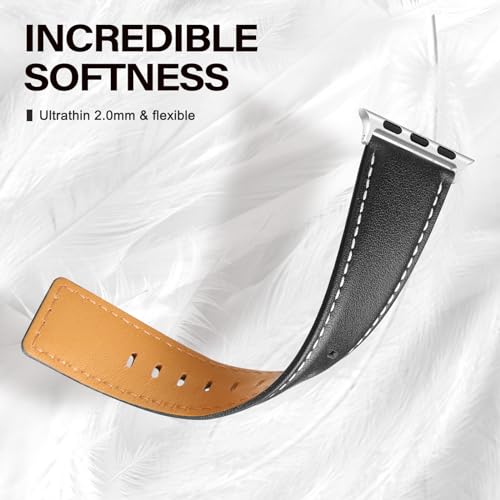 EDIMENS Leather Bands Compatible with Apple Watch 49mm 45mm 42mm 44mm Band Men Women, Vintage Genuine Leather Wristband Replacement Band Compatible for Apple Watch iwatch Series 9 8 7 6 5 4 3 2 1 SE2