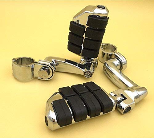 XKH- Chrome Large Footpegs Mounting Kit Compatible with GoldWing VTX1300 Shadow Valkyrie Triumph Road Glide Ultra FLTRU Equipped with 1 inch (1") 25mm Front Engine Guard Frame Tube [B01AVH1QSQ]