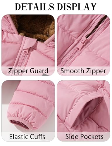 Happy Cherry Toddler Baby Boy Girls Winter Warm Hooded Jacket Sherpa Fleece Zip Up Coat Quilted Thicken Outerwear 1-8Y4