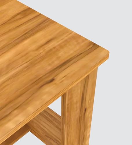 Image of Compact Study Desk with Storage Shelf, Natural Wood Finish, Space-Saving Home Office Table, 90x50x74 cm, DIY Assembly
