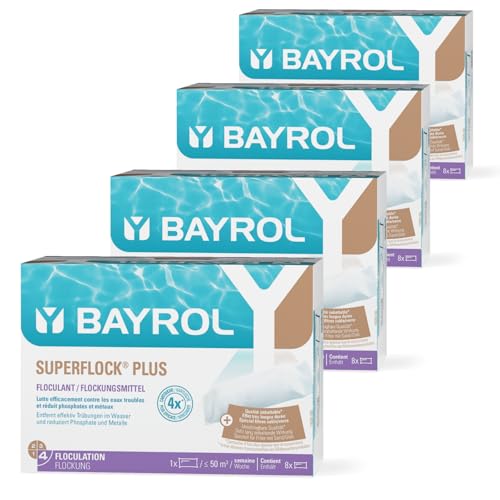 BAYROL Superflock Plus 4 x 1 kg - Flockungsmittel Pool für Sandfilter/Filterglas - Flockkartusche Pool - Macht das Wasser kristallklar