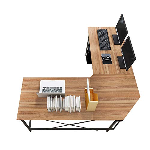 Soges 59 x 59 inches Large L-Shaped Desk Computer Desk L Desk Office Desk Workstation Desk Oak CS-ZJ02-OK