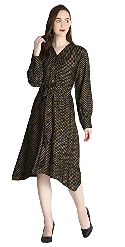 Image of Leriya Fashion Kurtis for Women || Soft Rayon Printed Knee Length Kurti for Girls || Long Sleeves || V Neck || Fancy Kurti for Outing || Evening || Date Wear for Women