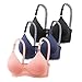 Produktbild 3er Pack BHS Damen Ohne Bügel Push Up BH Set Frauen Sexy Bustier Crop Top Sport-BHS Trainings-BH mit verstellbarem für Alltag Yoga Fitness Sport Outdoor