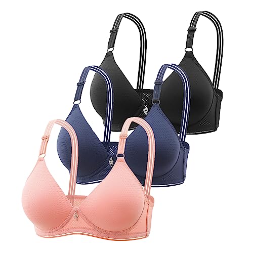 3er Pack BHS Damen Ohne Bügel Push Up BH Set Frauen Sexy Bustier Crop Top Sport-BHS Trainings-BH mit verstellbarem für Alltag Yoga Fitness Sport Outdoor