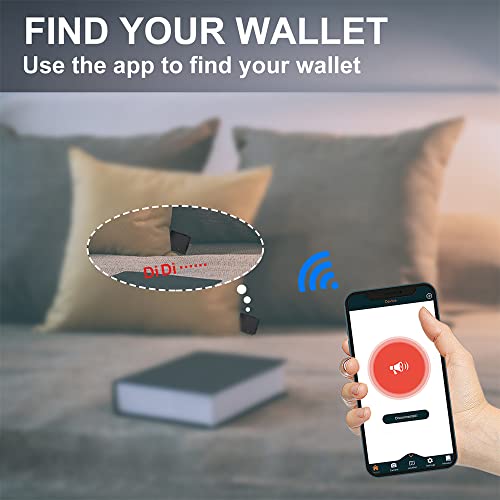 Anti-Lost Wallet Bluetooth Tracker, Position Record (Via Phone GPS), Bifold Cowhide Leather Men Wallets