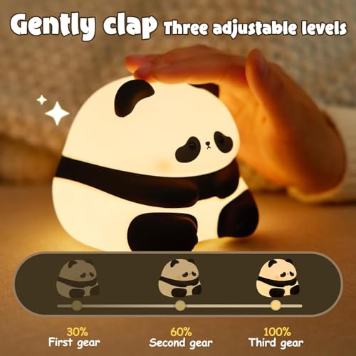 One94Store Baby Panda Night Light Soft Silicone Touch Lamp | Rechargeable LED Bedside Light For Kids, Toddlers, Nursery & Bedroom | Cute Animal Design Gift For Boys & Girls,Black & White