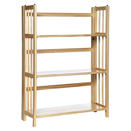 Casual Home 3-Shelf Folding Stackable Bookcase (27.5" Wide)-Natural