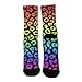 Meaudiwes Fashion Dress Decor Socks, Comfortable Work Leisure Sports Socks For Girls And Boys Animal Neon Rainbow Colorful Cheetah Leopard Print Black