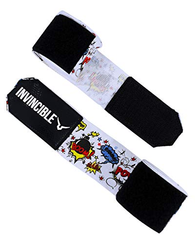 Image of INVINCIBLE Nylon Mexican Style Semi-Stretch Boom Boom Printed Hand Wraps (White, 3.5 Meter)