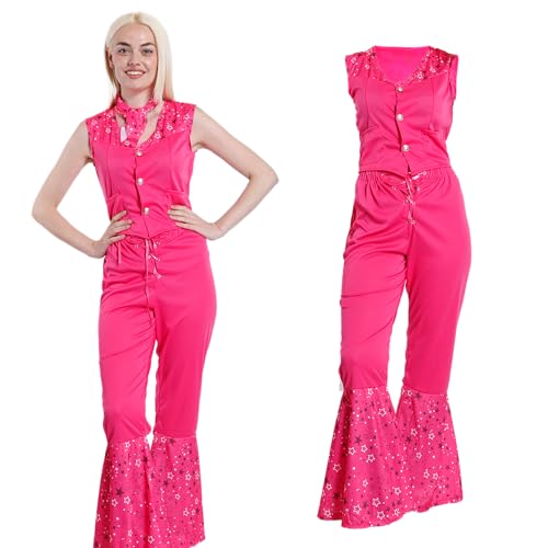 Carnavalife Disfraz Barby mujer Cosplay Vestido rosa, conjunto de uniforme de Vaquera rosa, Margot Muñeca cosplay film doll, halloween Carnaval (M, Cowgirl)