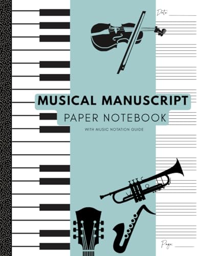 Musical Manuscript Paper Notebook: Wide Staff Music Manuscript Paper106 Page Writing Notebook with 10 Staves per Page, Blank Sheet Music Notebook for ... Sheet for students, beginner children, mu image 2