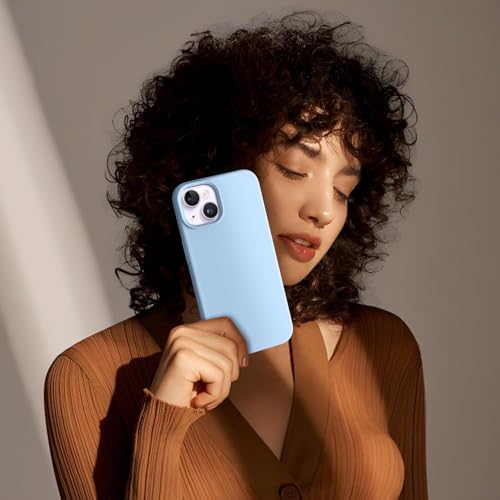 Image of DIZORO Microfiber Candy Case Compatible for iPhone 13 / iPhone 14 6.1 Inch Shockproof Slim Back Cover Liquid Silicone Case - ICE Blue