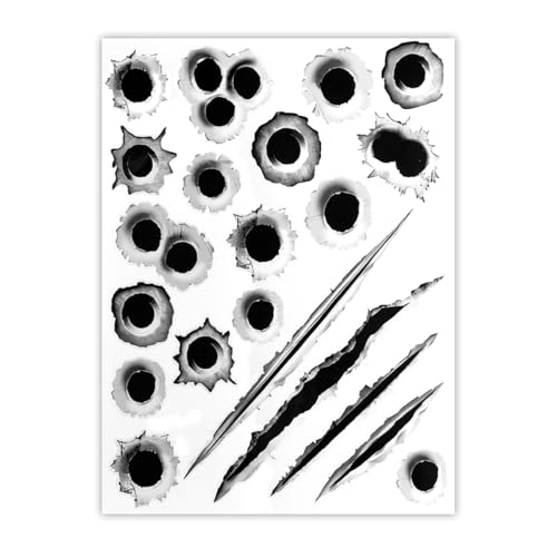 Image of 3D Bullet Hole Car Stickers, Ultra-Realistic Fake Bullet Hole Auto Body Scratch Decal, Waterproof PVC Fake Hole Sticker Automotive Tattoo Decoration for Bumper Window Helmet (Style A)