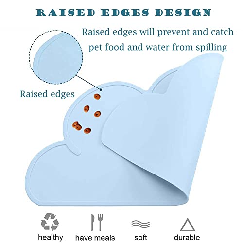 Silicone Dog Cat Bowl Mat, Waterproof Slip Resistant Silicone Pet Feeding Mat With High Lips, Cats And Dogs Food Placemat Tray, Raised Edges To Prevent Water Spills On Floors, Dishwasher Safe #TOP2