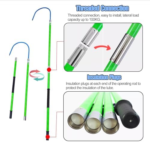 Emergency Rescue Pole - Insulated High Voltage Rescue Hook, 3.3 to 9.8ft Long, Anti-Electrocution Lifesaving Equipment for Electrical Emergencies