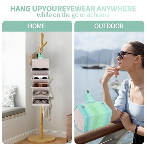 Image of Sunglasses Organizer, Portable Eyeglasses Holder Glasses Storage Box for Women Men, Folding Case Hard Shell, Gradient Design