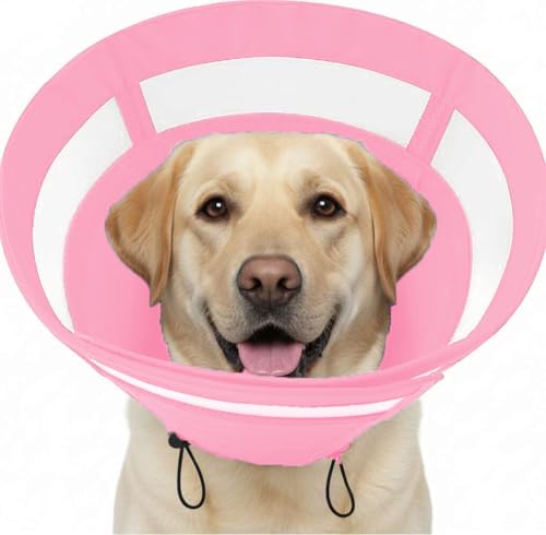 Image of SAWMONG Soft Cone for Dogs - Extra Large Dog Recovery Collar, Adjustable E-Collar to Stop Licking After Surgery (XL, Pink)