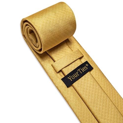 Image of YourTies Striped Ties for Men Classic Woven Silk Necktie with Handkerchief Cufflinks Set Formal Business Party Wedding