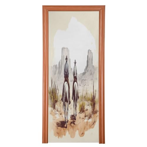 FLildon Western Cowboys Door Cover Decoration, Party Accessory Porch Decor for Festive Ornament Room Door Covers 35 x 79 Inch
