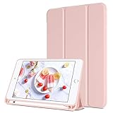 BENTOBEN iPad Mini 5 Case with Pencil Holder, Slim Premium Protective Tablet Case Trifold Folio Stand Soft TPU Back Smart Cover Auto Wake/Sleep for iPad Mini 5th Generation 7.9 inch 2019, Pink