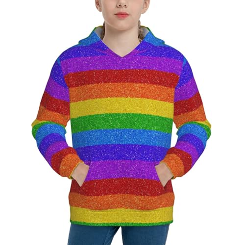 Colorful Glitter Rainbow Kid Hoodies Boys Sweatshirts Girls Pullover with Pocket