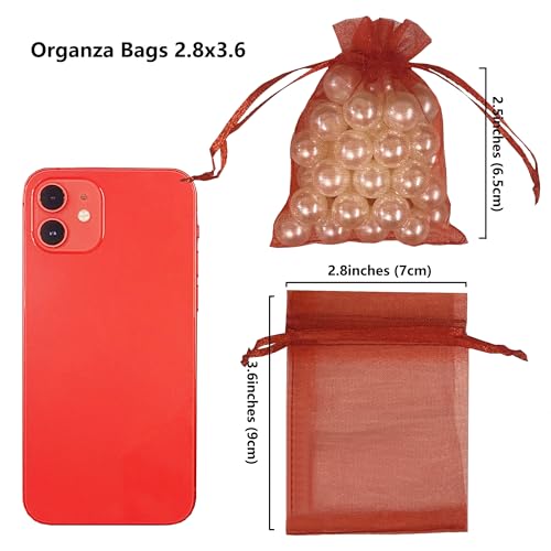 Image of SIAGCRAW Organza Bags 2.8 inchx3.6 inch, 100Pcs Small Mesh Drawstring Pouches | Red Organza Bags for Jewelry, Candy, Party Favors, Small Sachet Wrap, Storage Supplies