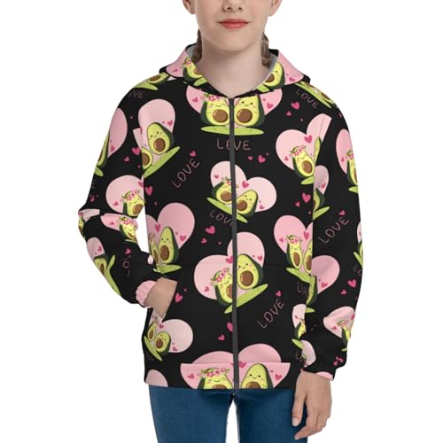 Avocado Lovers Kid Hoodies Boys Zip Up Sweatshirts Girls Pullover with Pocket3