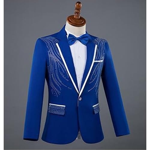 Men's Stylish Tux Dress 2 Pieces Suit Slim Tuxedo Blazers Pants Outfit with Rhinestone for Prom,Party,Wedding2