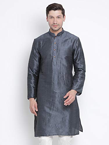 Image of VASTRAMAY Men Light Blue Cotton Kurta Pyjama and Dupatta Set (VASMKWH000nPCWHnD5AQ 36) | Independence Day