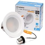 MW 4 Inch 5 Selectable Color Temperature LED Downlight with Baffle Trim, 2700/3000/3500/4000/5000K,