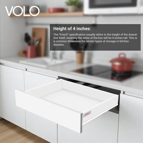 Image of VOLO Soft Close Tandem Drawer Slide System for Modular Kitchen - Double Gallery Metal Side Panels, Innotech Type, 50Kg Load Capacity | 1 Set | (White, 4 Inch X 550MM)
